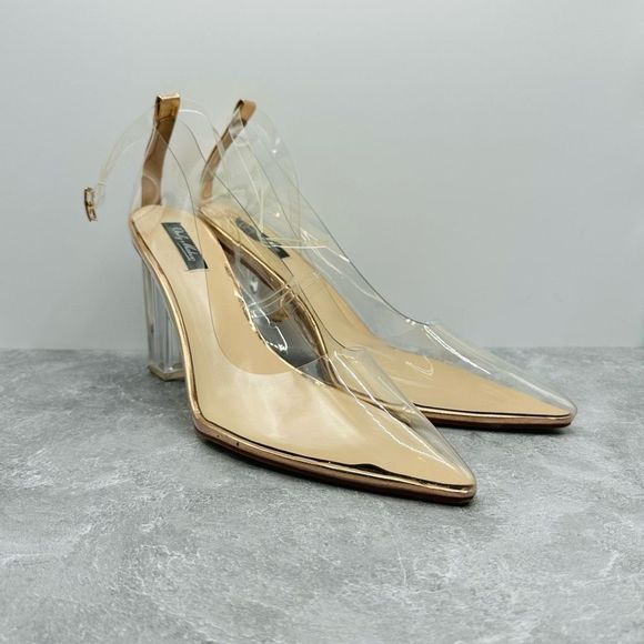 Only Maker Clear Rose Gold Strap Point Toe Pump Heels Size EU 45 - Picture 2 of 11